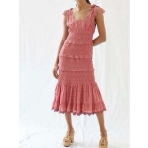 Anthropologie Rose Pink Tiered Midi Dress